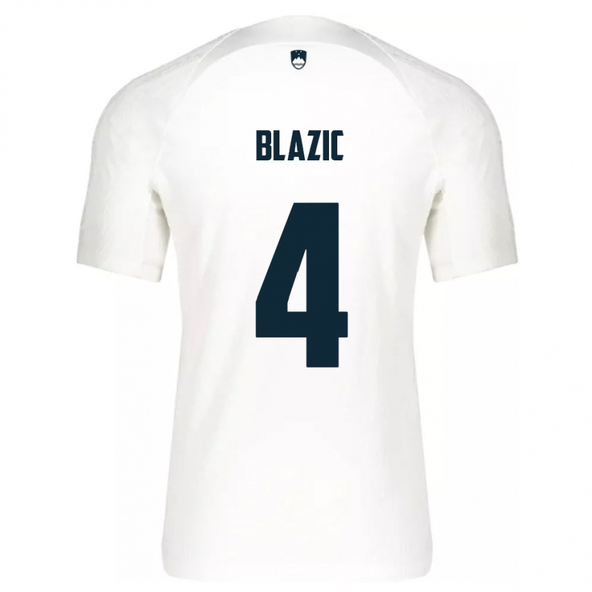 Niño Fútbol Camiseta Eslovenia Miha Blazic #4 Blanco 1ª Equipación 24-26 México