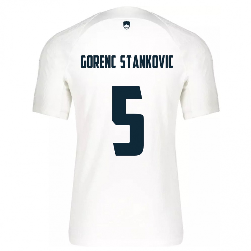 Niño Fútbol Camiseta Eslovenia Jon Gorenc Stankovic #5 Blanco 1ª Equipación 24-26 México