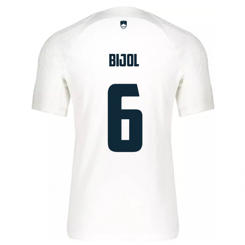 Niño Fútbol Camiseta Eslovenia Jaka Bijol #6 Blanco 1ª Equipación 24-26 México