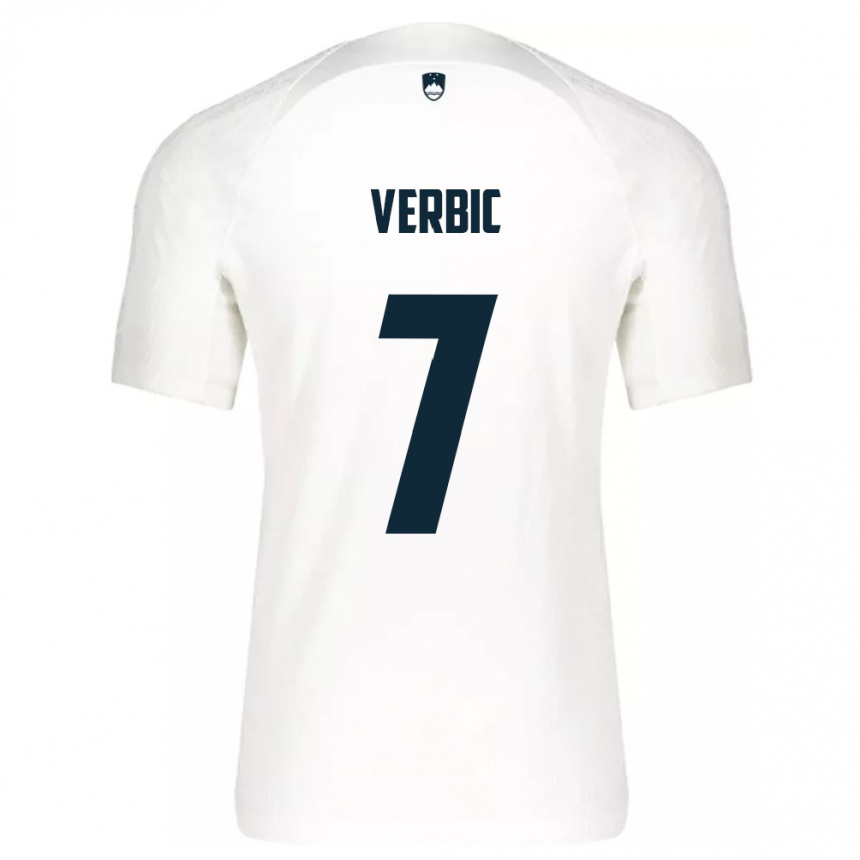 Niño Fútbol Camiseta Eslovenia Benjamin Verbic #7 Blanco 1ª Equipación 24-26 México