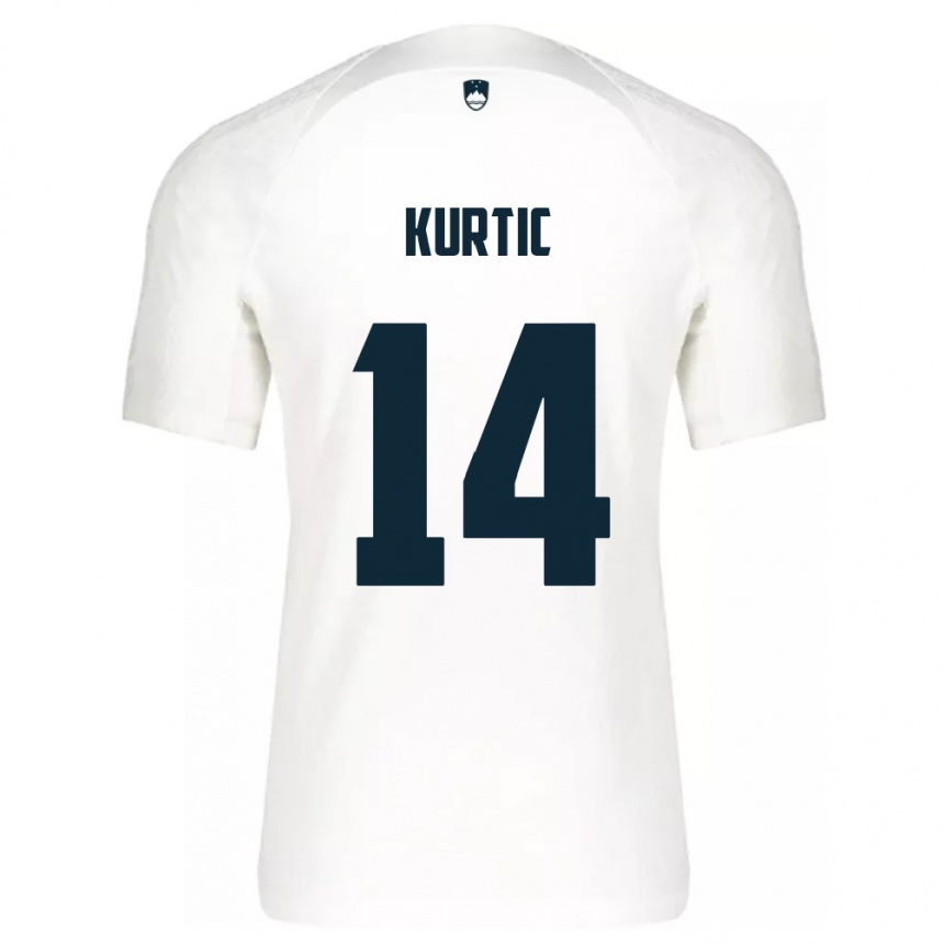 Niño Fútbol Camiseta Eslovenia Jasmin Kurtic #14 Blanco 1ª Equipación 24-26 México