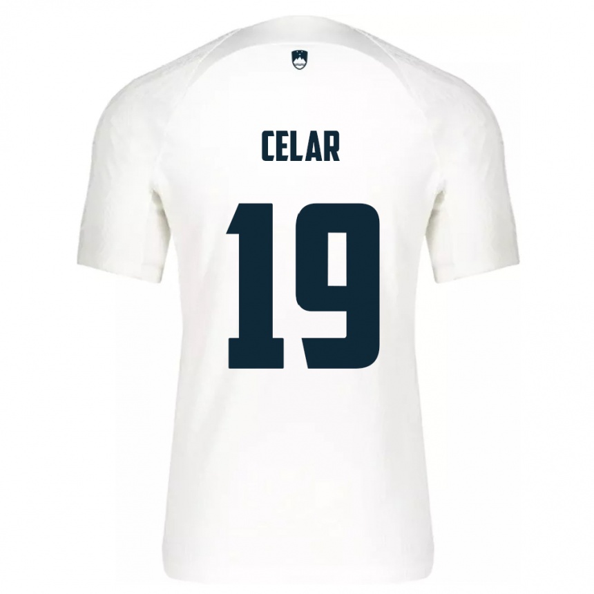 Niño Fútbol Camiseta Eslovenia Zan Celar #19 Blanco 1ª Equipación 24-26 México