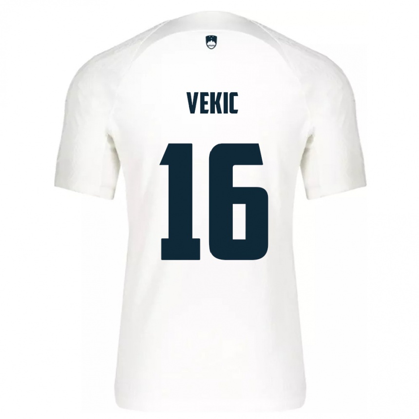 Niño Fútbol Camiseta Eslovenia Igor Vekic #16 Blanco 1ª Equipación 24-26 México