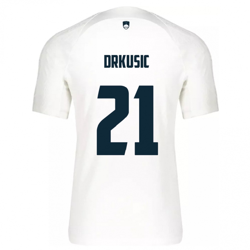 Niño Fútbol Camiseta Eslovenia Vanja Drkusic #21 Blanco 1ª Equipación 24-26 México