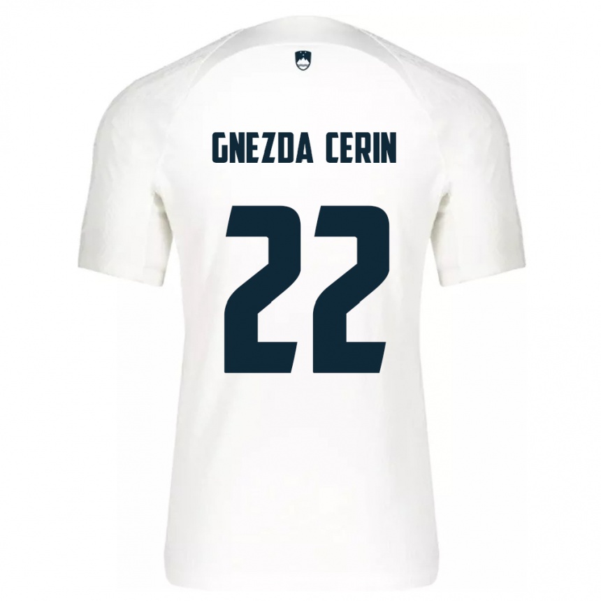 Niño Fútbol Camiseta Eslovenia Adam Gnezda Cerin #22 Blanco 1ª Equipación 24-26 México