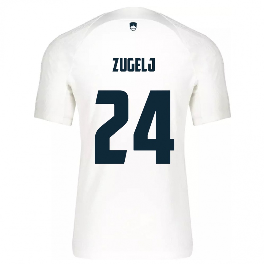 Niño Fútbol Camiseta Eslovenia Nino Zugelj #24 Blanco 1ª Equipación 24-26 México