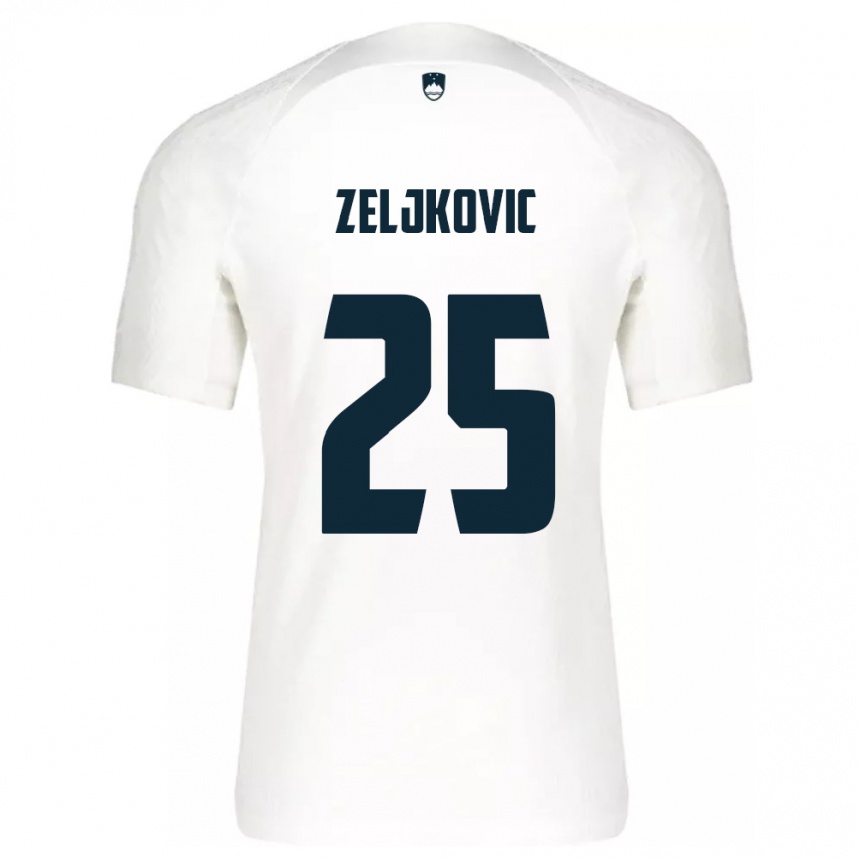 Niño Fútbol Camiseta Eslovenia Adrian Zeljkovic #25 Blanco 1ª Equipación 24-26 México