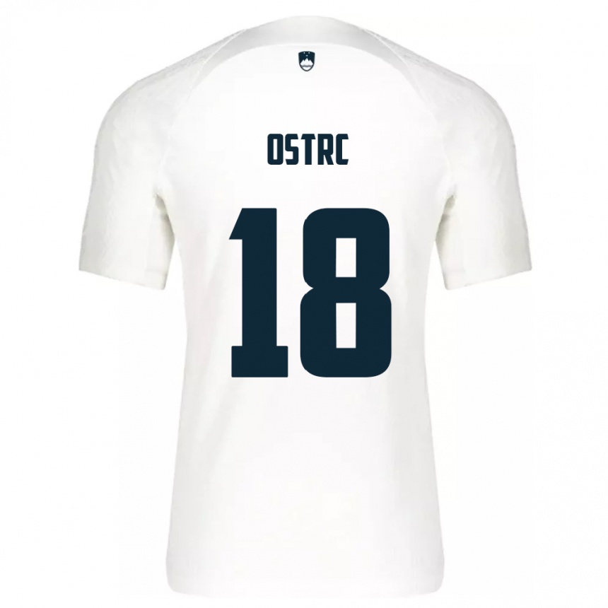 Niño Fútbol Camiseta Eslovenia Enrik Ostrc #18 Blanco 1ª Equipación 24-26 México