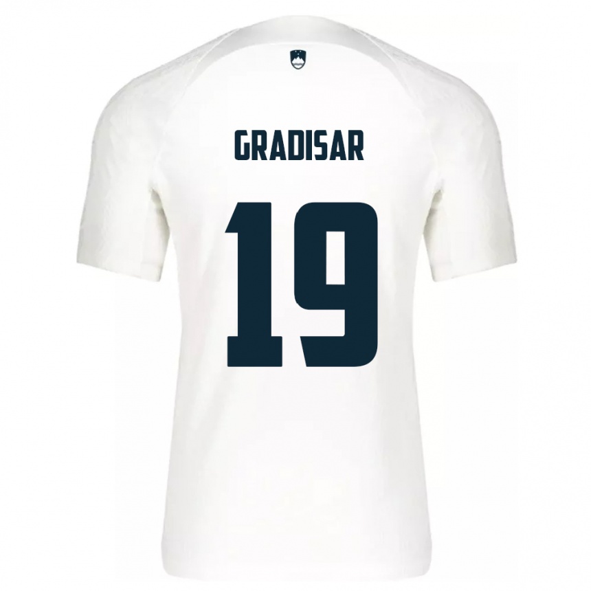 Niño Fútbol Camiseta Eslovenia Nejc Gradisar #19 Blanco 1ª Equipación 24-26 México