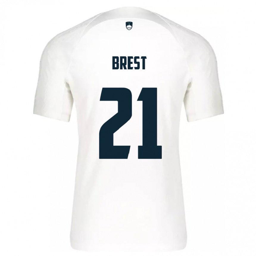 Niño Fútbol Camiseta Eslovenia Marko Brest #21 Blanco 1ª Equipación 24-26 México