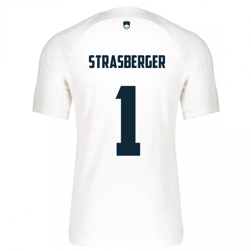 Niño Fútbol Camiseta Eslovenia Tim Strasberger #1 Blanco 1ª Equipación 24-26 México