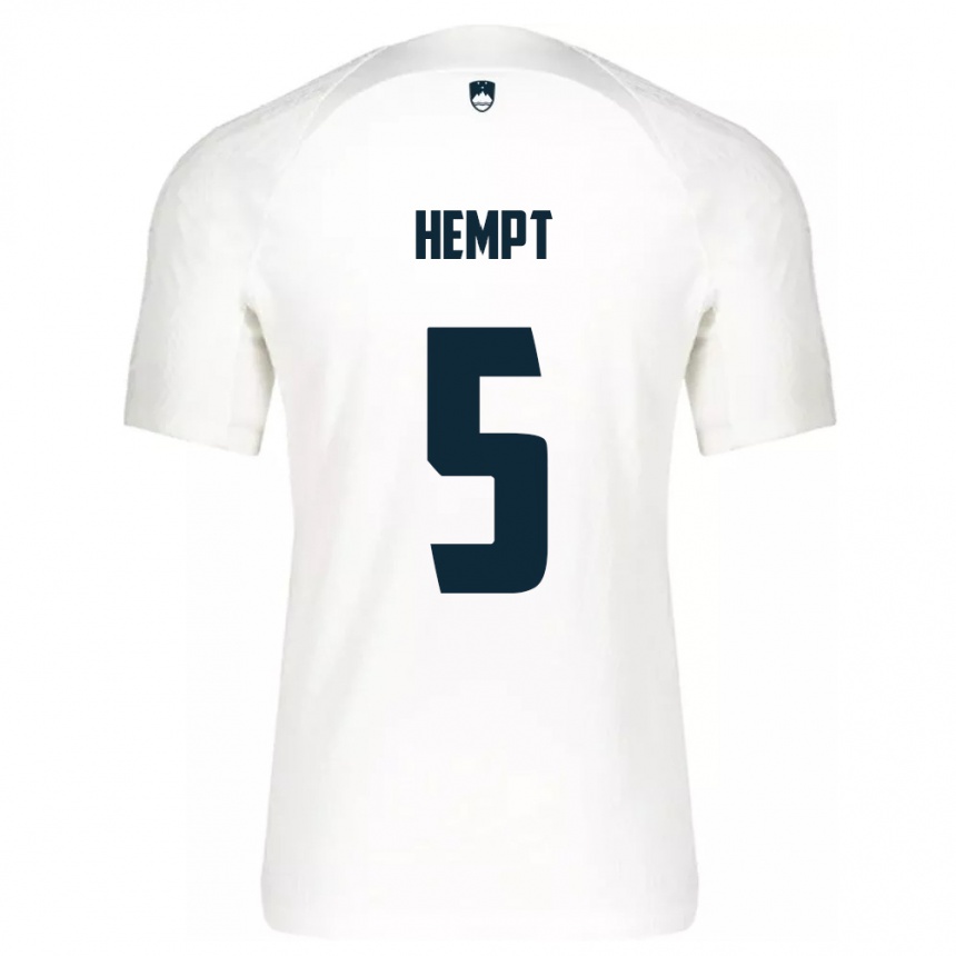 Niño Fútbol Camiseta Eslovenia Lukas Hempt #5 Blanco 1ª Equipación 24-26 México