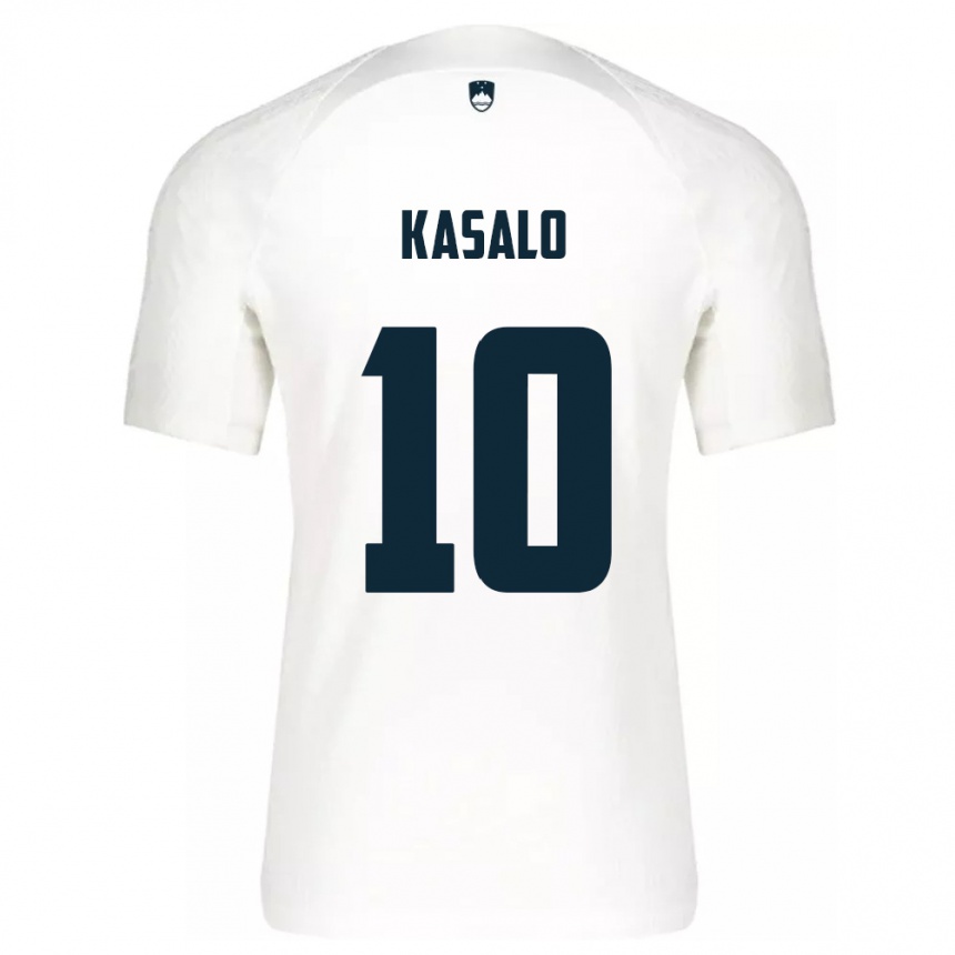 Niño Fútbol Camiseta Eslovenia Niko Kasalo #10 Blanco 1ª Equipación 24-26 México