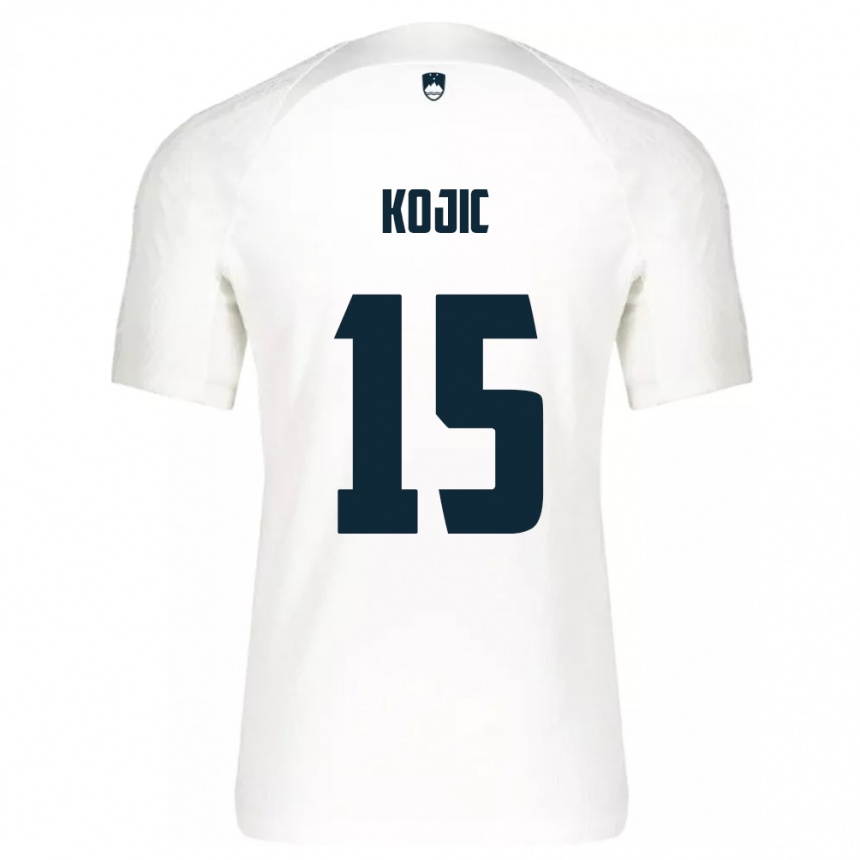 Niño Fútbol Camiseta Eslovenia Dino Kojic #15 Blanco 1ª Equipación 24-26 México