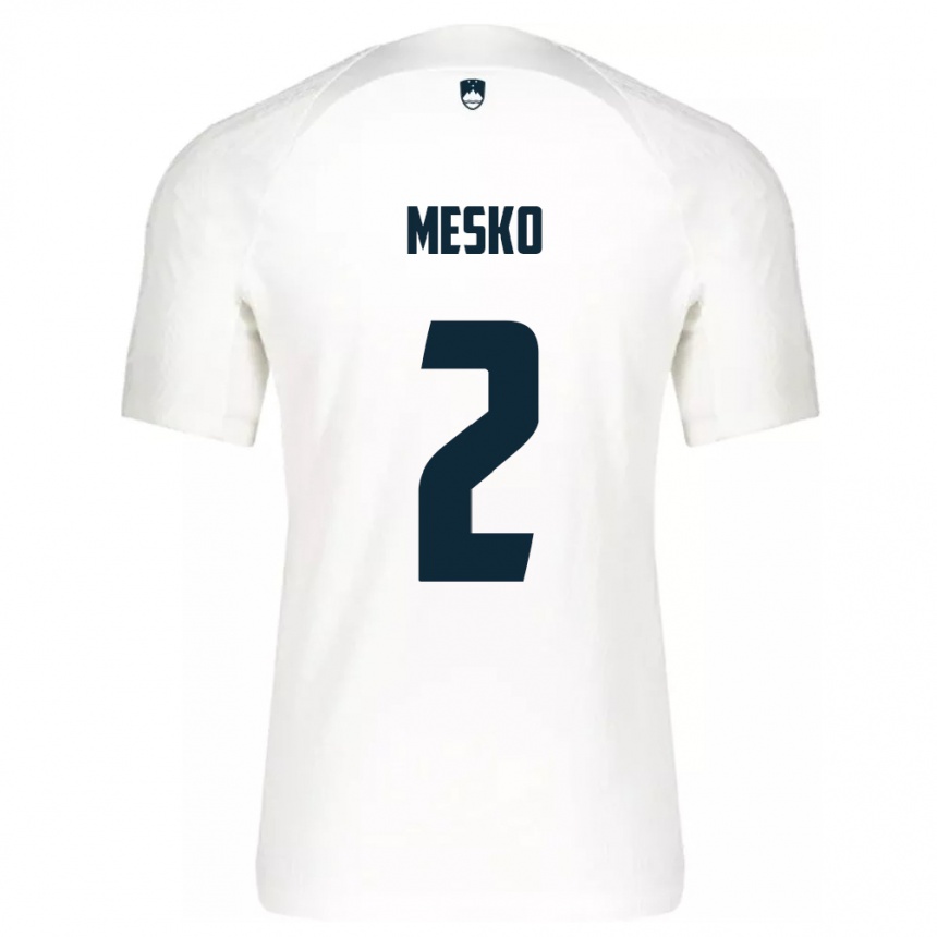 Niño Fútbol Camiseta Eslovenia Zan Mesko #2 Blanco 1ª Equipación 24-26 México