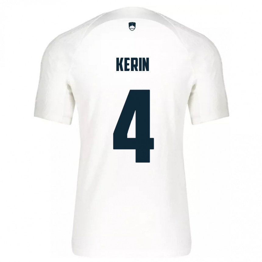 Niño Fútbol Camiseta Eslovenia Mark Kerin #4 Blanco 1ª Equipación 24-26 México