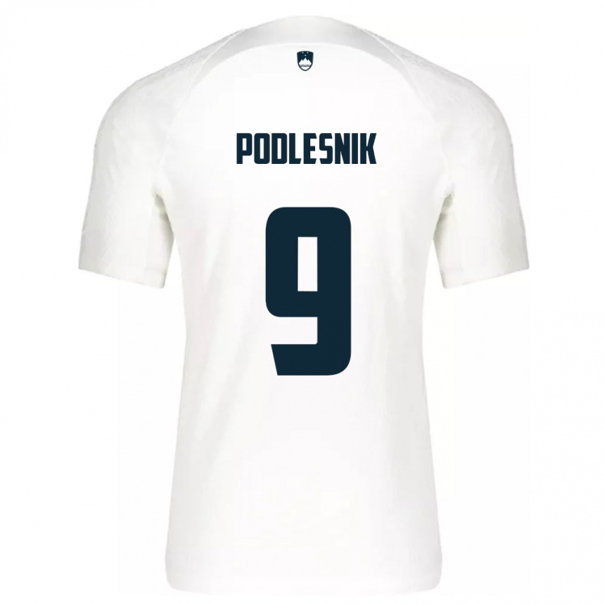 Niño Fútbol Camiseta Eslovenia Nik Podlesnik #9 Blanco 1ª Equipación 24-26 México