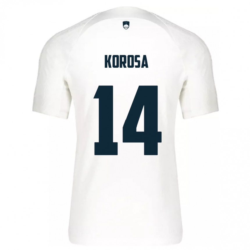 Niño Fútbol Camiseta Eslovenia Anej Koroša #14 Blanco 1ª Equipación 24-26 México