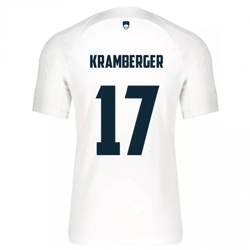 Niño Fútbol Camiseta Eslovenia Enej Kramberger #17 Blanco 1ª Equipación 24-26 México