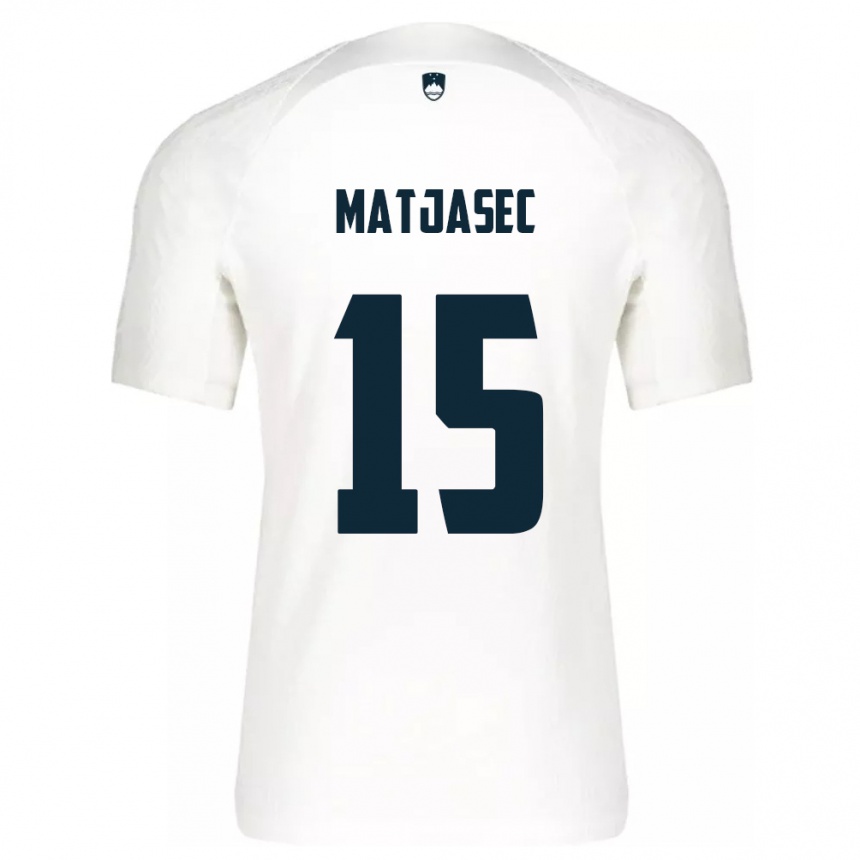 Niño Fútbol Camiseta Eslovenia Miha Matjasec #15 Blanco 1ª Equipación 24-26 México