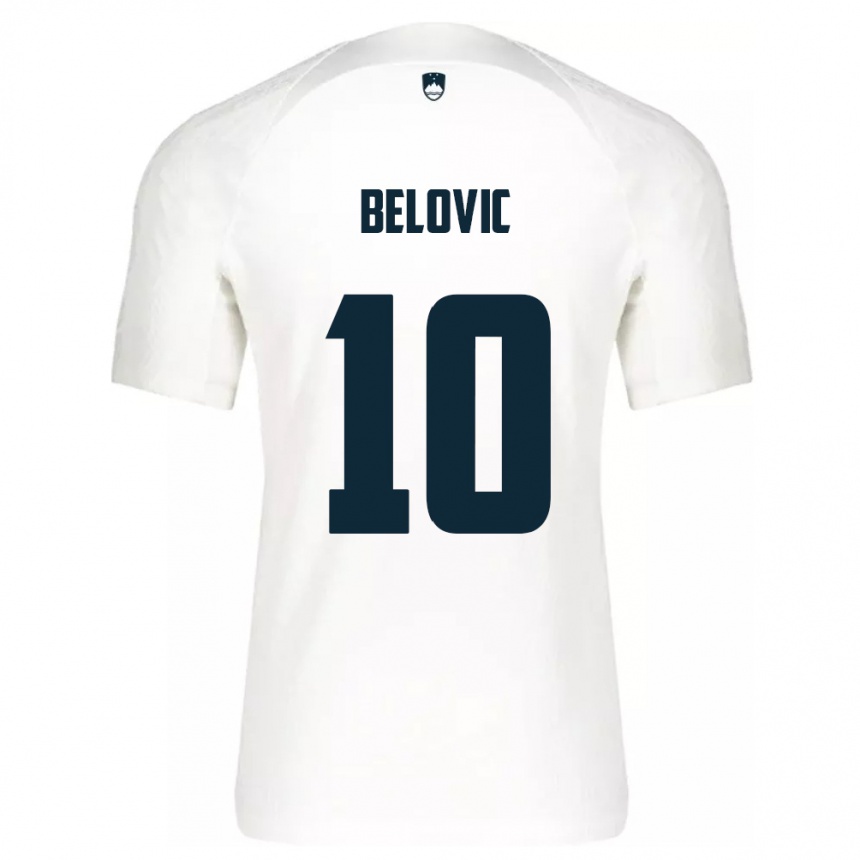 Niño Fútbol Camiseta Eslovenia Nik Belovic #10 Blanco 1ª Equipación 24-26 México