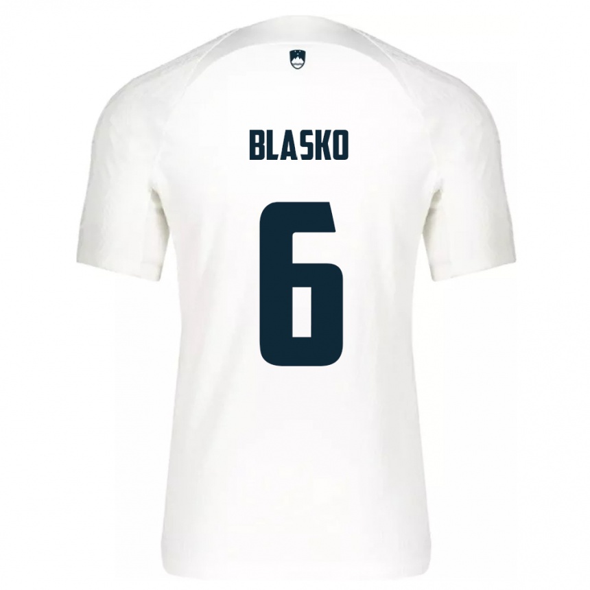 Niño Fútbol Camiseta Eslovenia Svit Blasko #6 Blanco 1ª Equipación 24-26 México