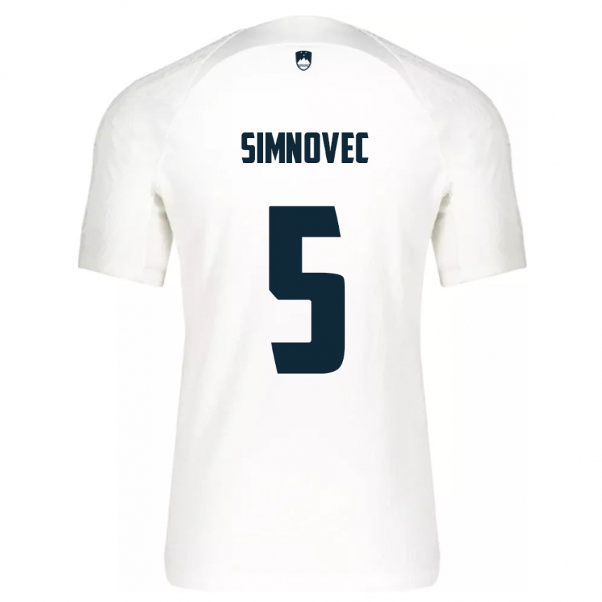 Niño Fútbol Camiseta Eslovenia Matevz Simnovec #5 Blanco 1ª Equipación 24-26 México