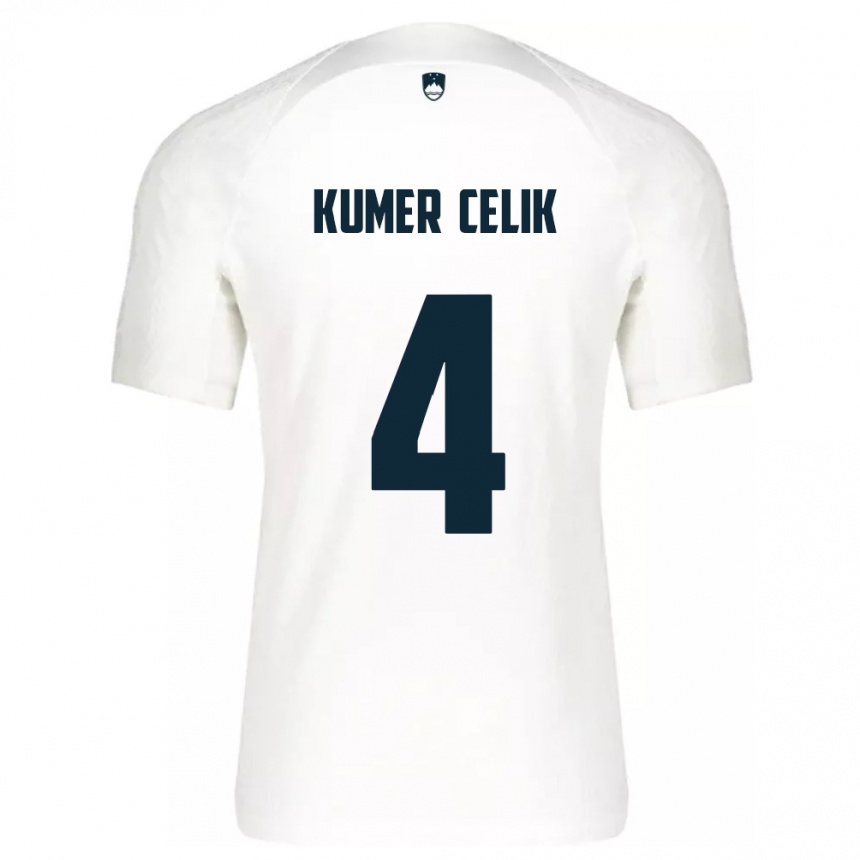 Niño Fútbol Camiseta Eslovenia An Kumer Celik #4 Blanco 1ª Equipación 24-26 México