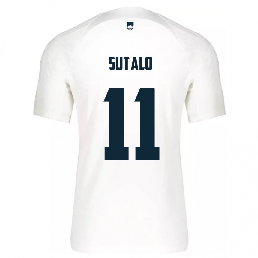 Niño Fútbol Camiseta Eslovenia Aleksej Sutalo #11 Blanco 1ª Equipación 24-26 México