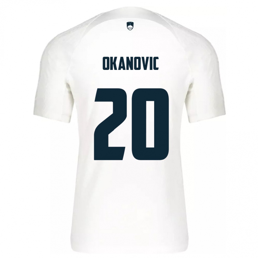 Niño Fútbol Camiseta Eslovenia Deen Okanovic #20 Blanco 1ª Equipación 24-26 México