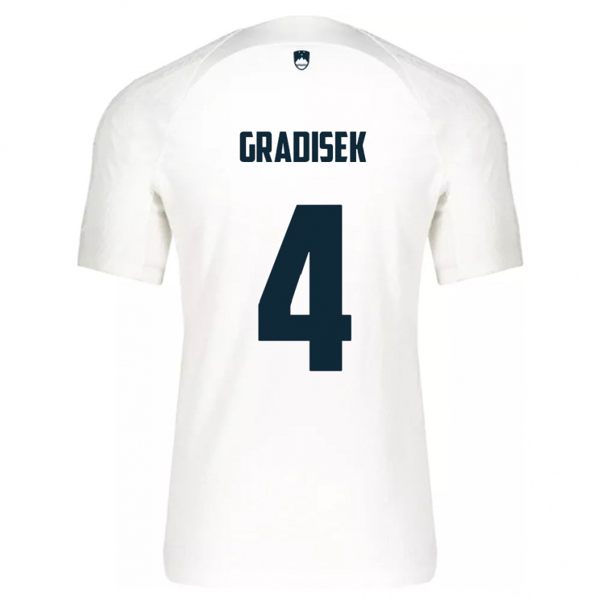 Niño Fútbol Camiseta Eslovenia Sara Gradišek #4 Blanco 1ª Equipación 24-26 México