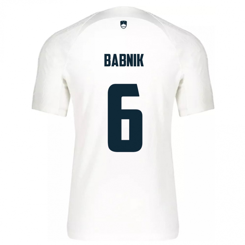 Niño Fútbol Camiseta Eslovenia Nika Babnik #6 Blanco 1ª Equipación 24-26 México