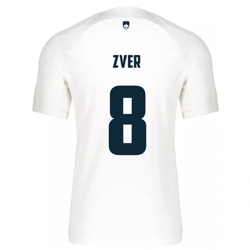 Niño Fútbol Camiseta Eslovenia Mateja Zver #8 Blanco 1ª Equipación 24-26 México