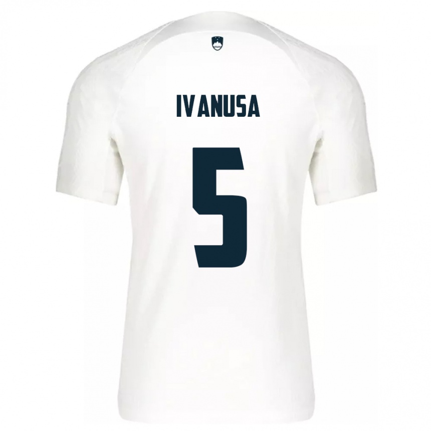 Niño Fútbol Camiseta Eslovenia Lara Ivanuša #5 Blanco 1ª Equipación 24-26 México