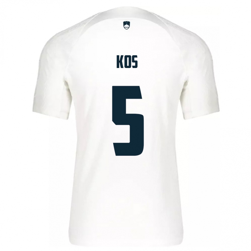 Niño Fútbol Camiseta Eslovenia Evelina Kos #5 Blanco 1ª Equipación 24-26 México