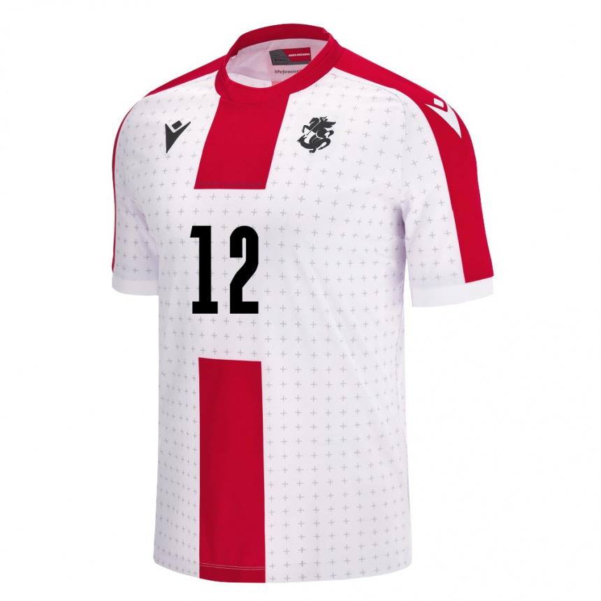 Niño Fútbol Camiseta Georgia Giorgi Bediashvili #12 Blanco 1ª Equipación 24-26 México