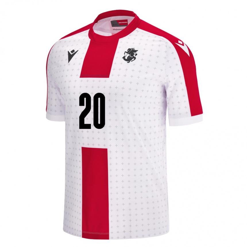 Niño Fútbol Camiseta Georgia Giorgi Abuashvili #20 Blanco 1ª Equipación 24-26 México