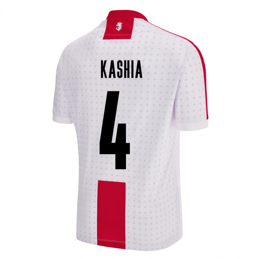 Niño Fútbol Camiseta Georgia Guram Kashia #4 Blanco 1ª Equipación 24-26 México