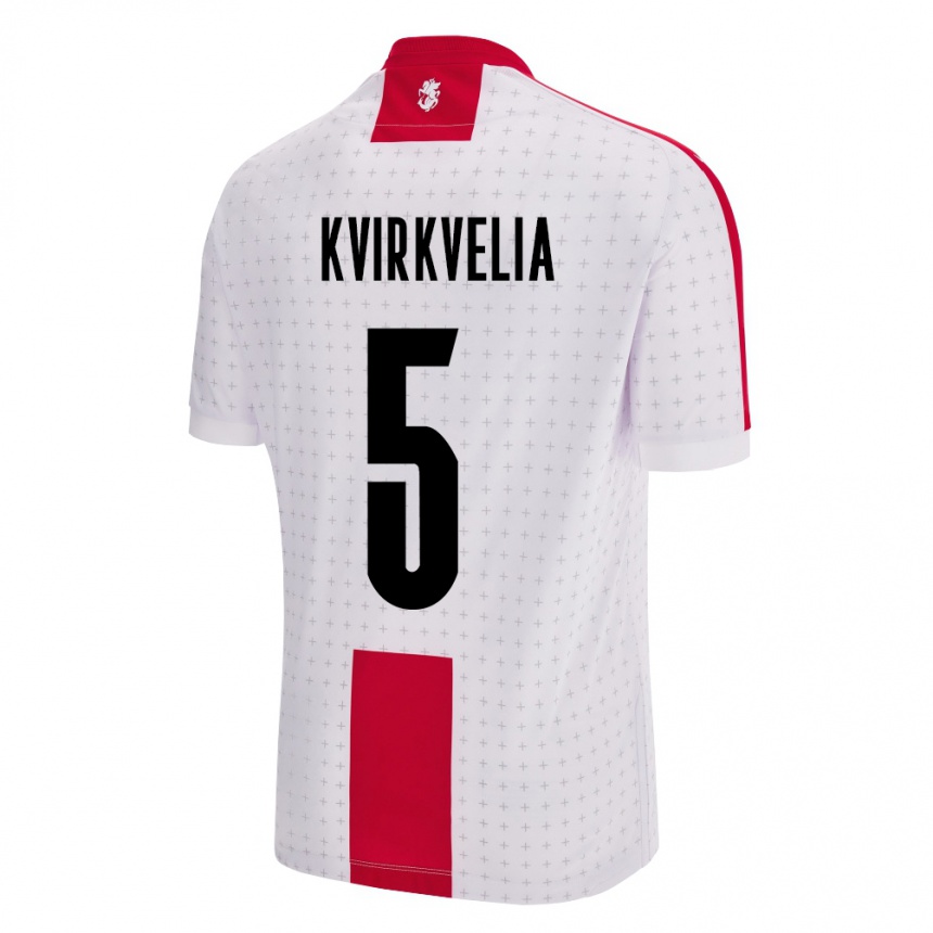 Niño Fútbol Camiseta Georgia Solomon Kvirkvelia #5 Blanco 1ª Equipación 24-26 México