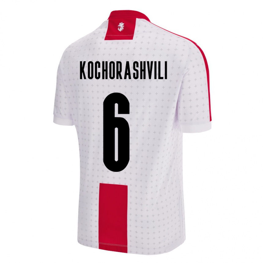 Niño Fútbol Camiseta Georgia Giorgi Kochorashvili #6 Blanco 1ª Equipación 24-26 México