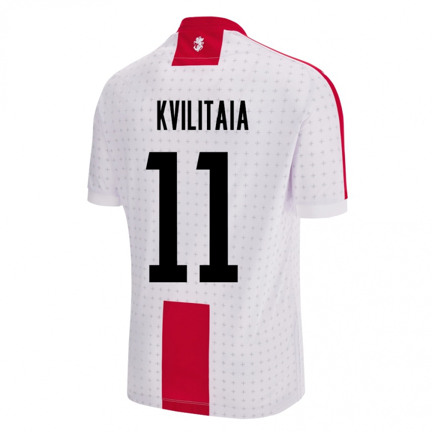 Niño Fútbol Camiseta Georgia Giorgi Kvilitaia #11 Blanco 1ª Equipación 24-26 México