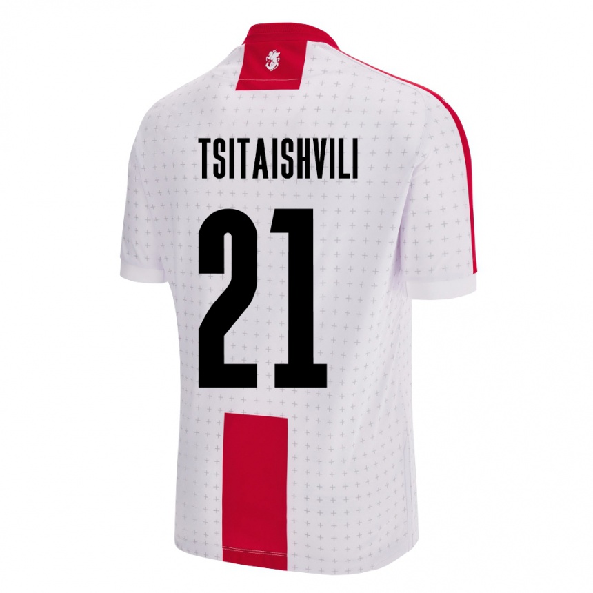 Niño Fútbol Camiseta Georgia Georgiy Tsitaishvili #21 Blanco 1ª Equipación 24-26 México