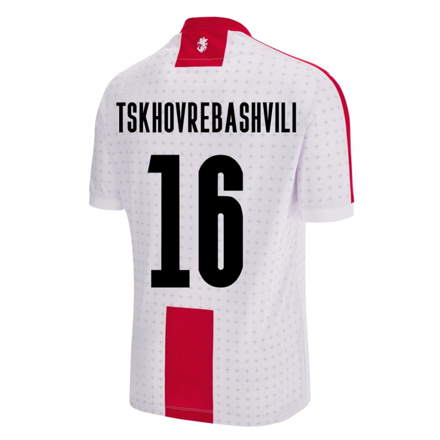 Niño Fútbol Camiseta Georgia Nikoloz Tskhovrebashvili #16 Blanco 1ª Equipación 24-26 México