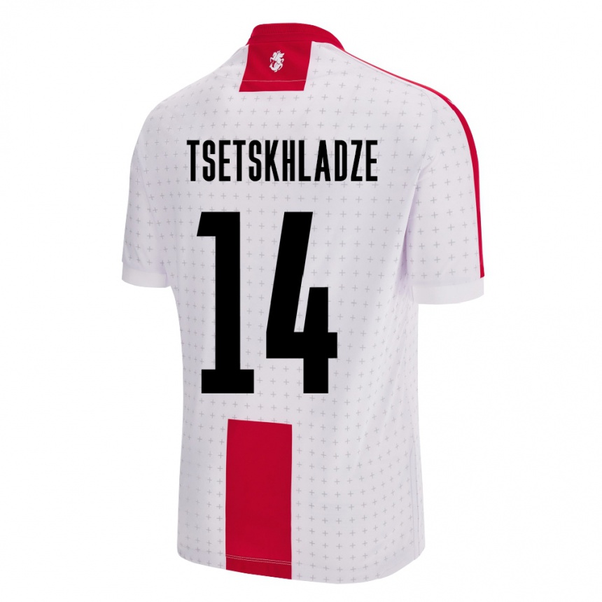 Niño Fútbol Camiseta Georgia Nikoloz Tsetskhladze #14 Blanco 1ª Equipación 24-26 México