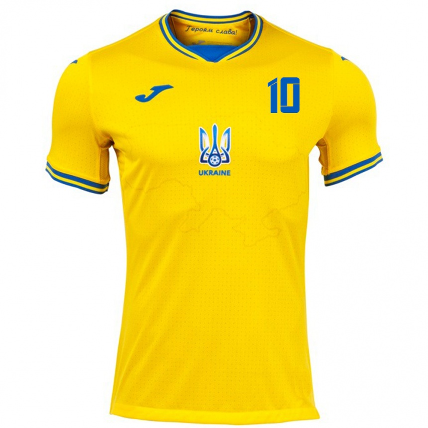 Niño Fútbol Camiseta Ucrania Mykhaylo Mudryk #10 Amarillo 1ª Equipación 24-26 México