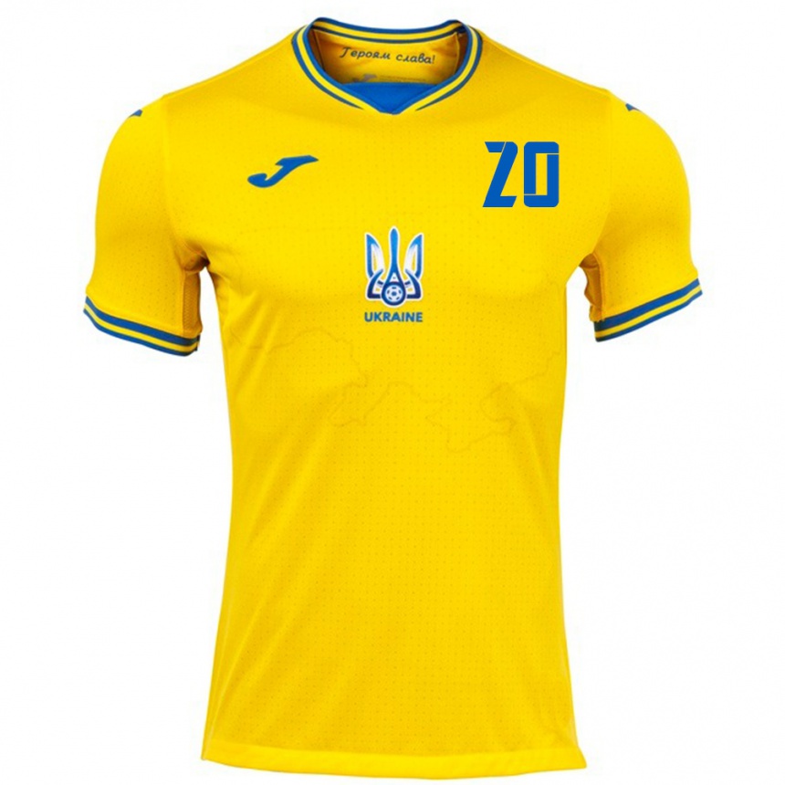 Niño Fútbol Camiseta Ucrania Oleksandr Zubkov #20 Amarillo 1ª Equipación 24-26 México