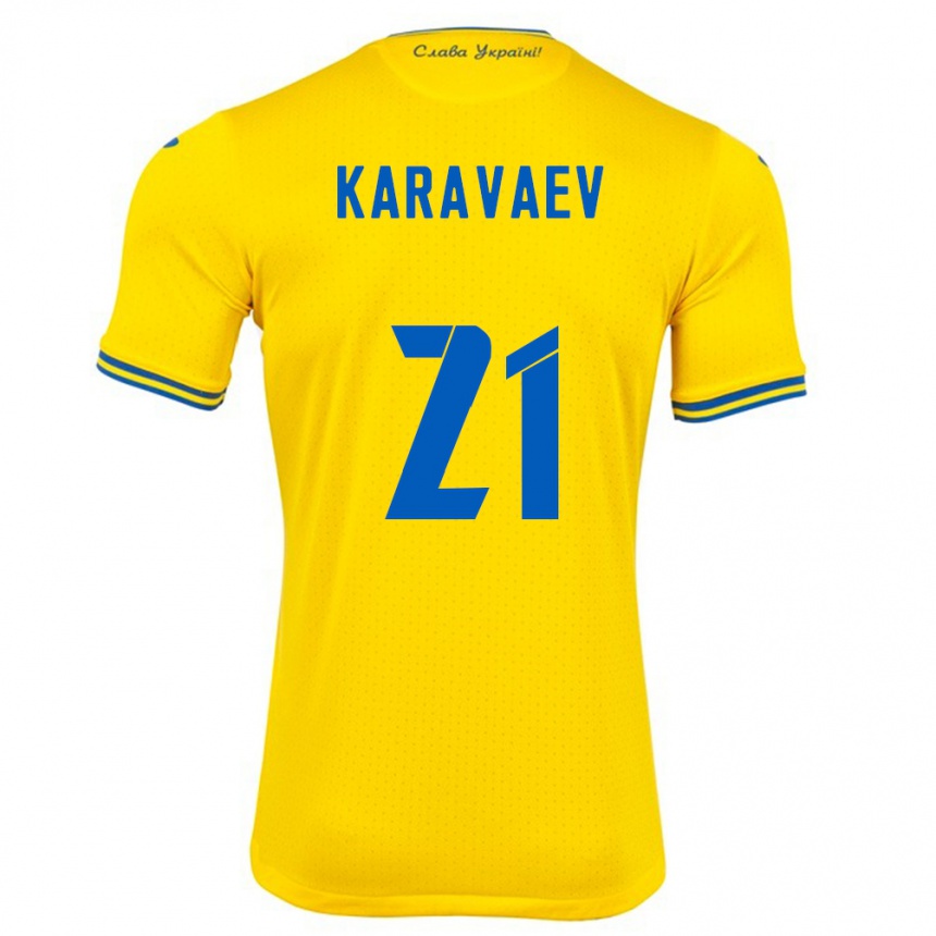 Niño Fútbol Camiseta Ucrania Oleksandr Karavaev #21 Amarillo 1ª Equipación 24-26 México