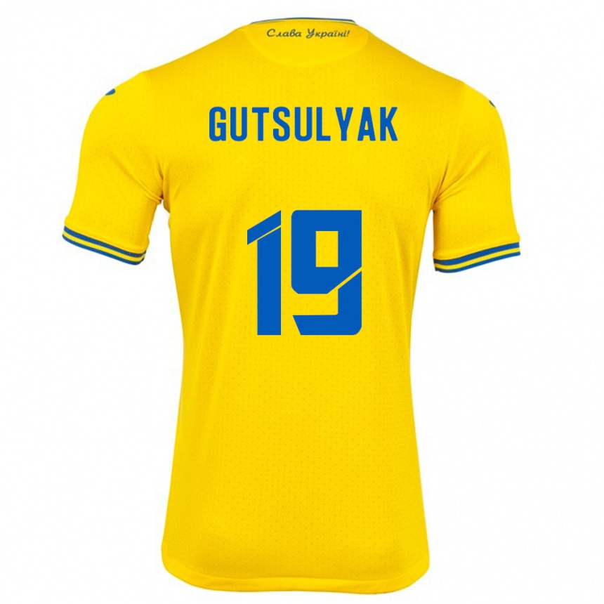 Niño Fútbol Camiseta Ucrania Oleksiy Gutsulyak #19 Amarillo 1ª Equipación 24-26 México