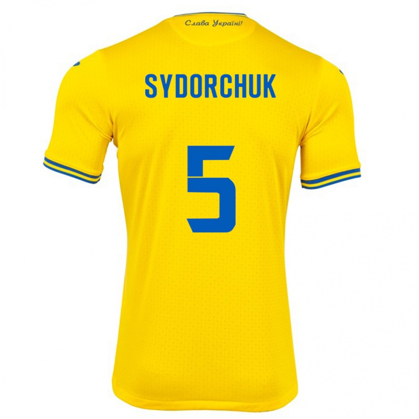 Niño Fútbol Camiseta Ucrania Sergiy Sydorchuk #5 Amarillo 1ª Equipación 24-26 México