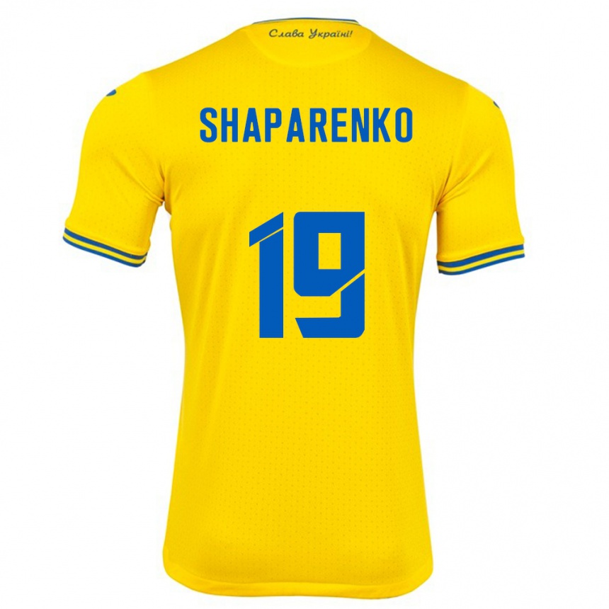 Niño Fútbol Camiseta Ucrania Mykola Shaparenko #19 Amarillo 1ª Equipación 24-26 México